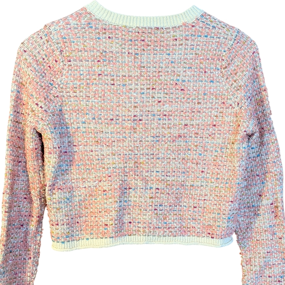 NWT Zara Women's Pink Tweed Cardigan S Cropped Rhinestone Button Business Casual - Picture 4 of 7